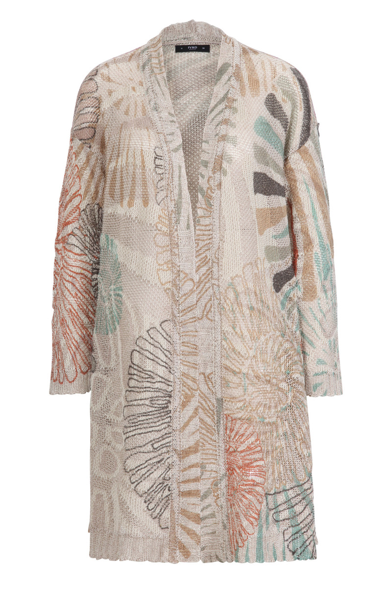 IVKO - Printed Coatigan Sea Shell Motif Off-White