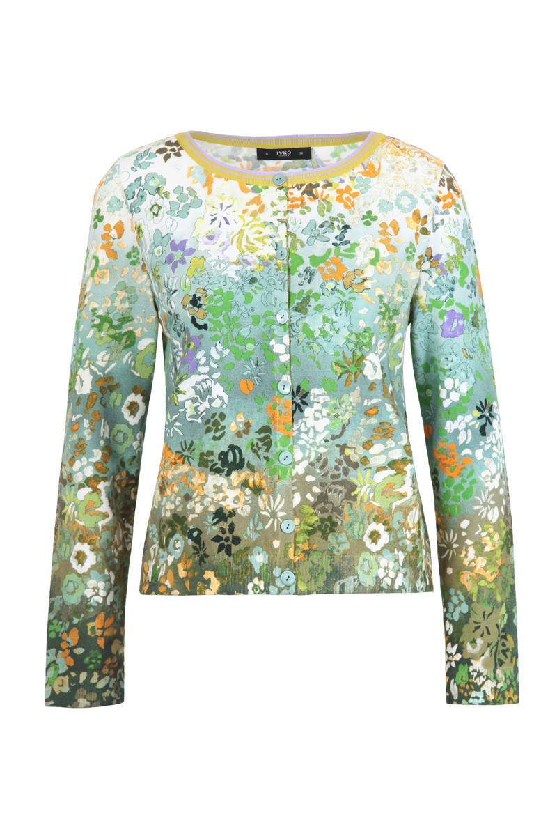IVKO - Printed Cardigan Floral Motif Pastel Green