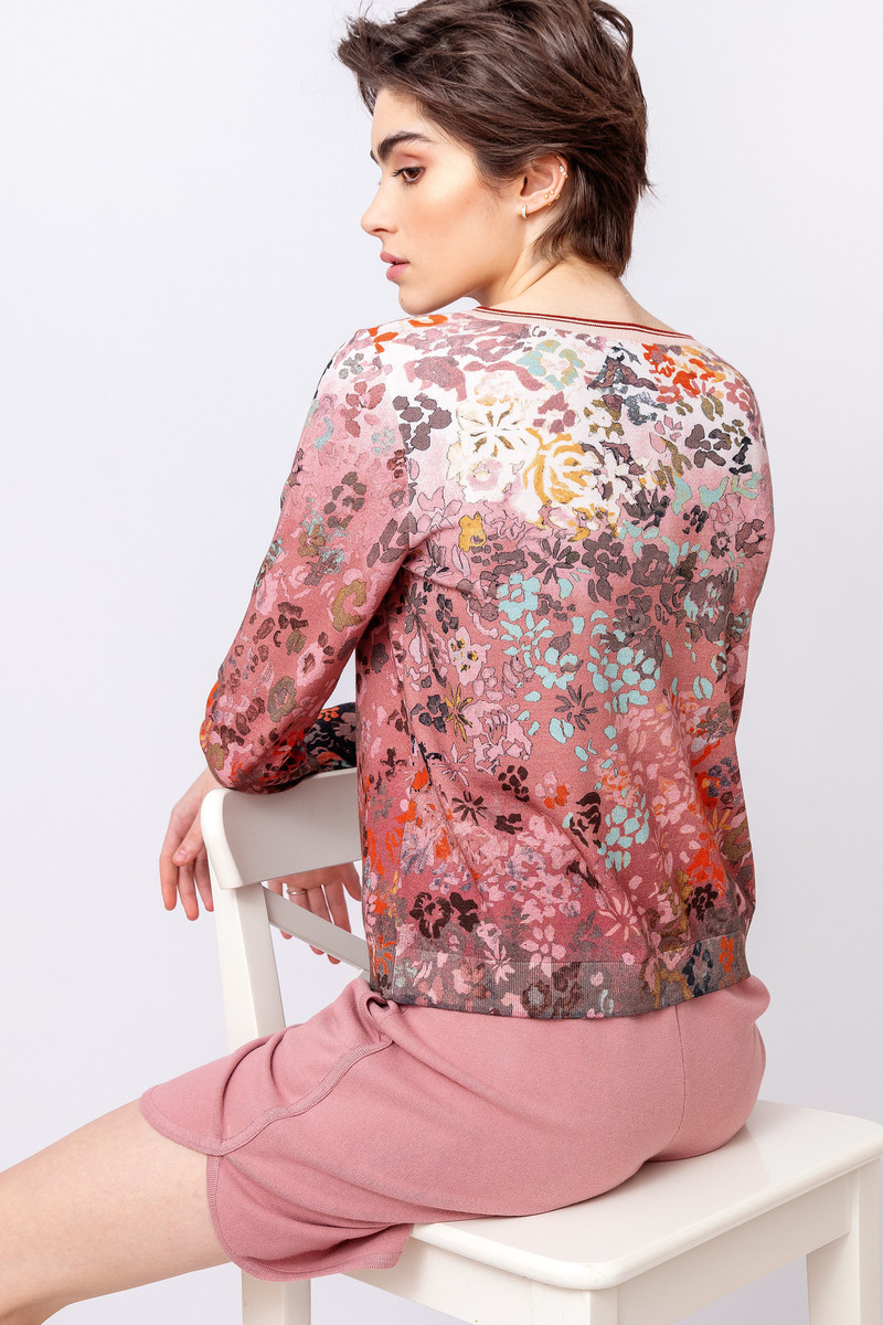 IVKO - Printed Cardigan Floral Motif Chocolate