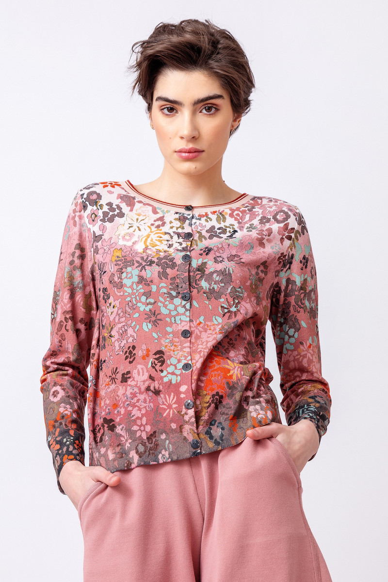 IVKO - Printed Cardigan Floral Motif Chocolate