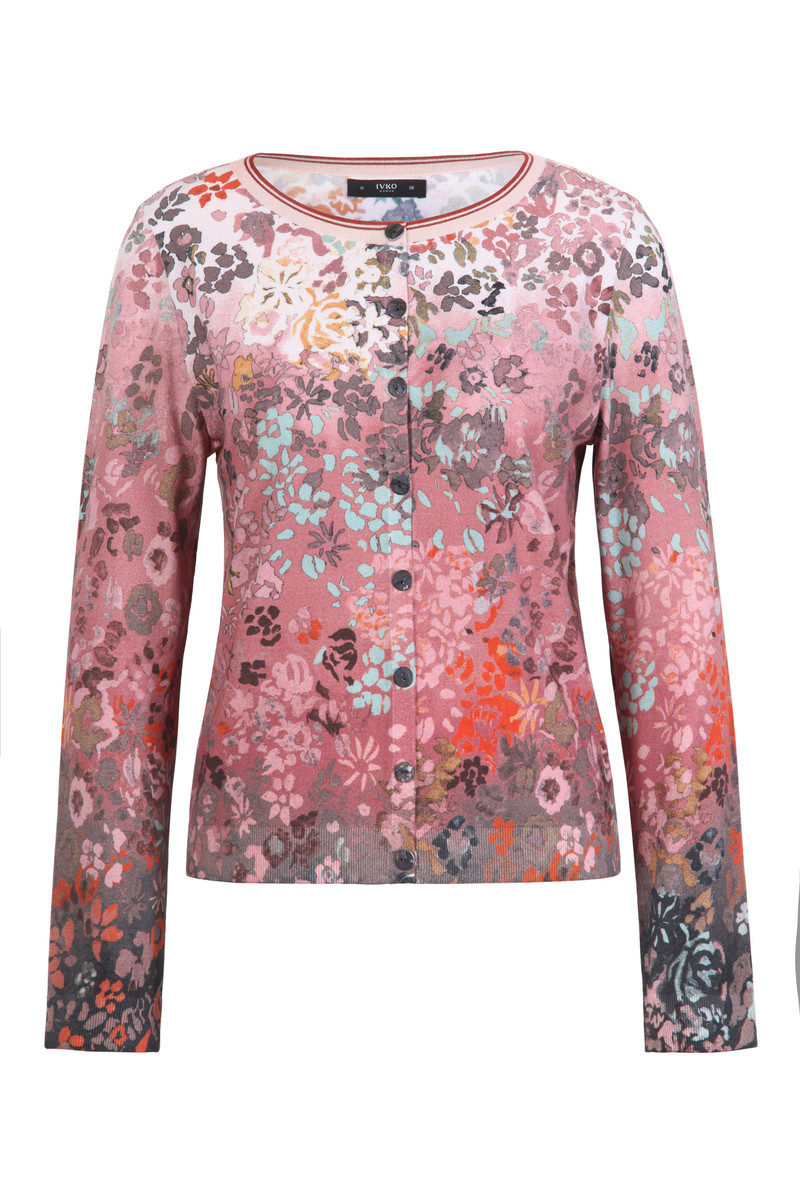 IVKO - Printed Cardigan Floral Motif Chocolate