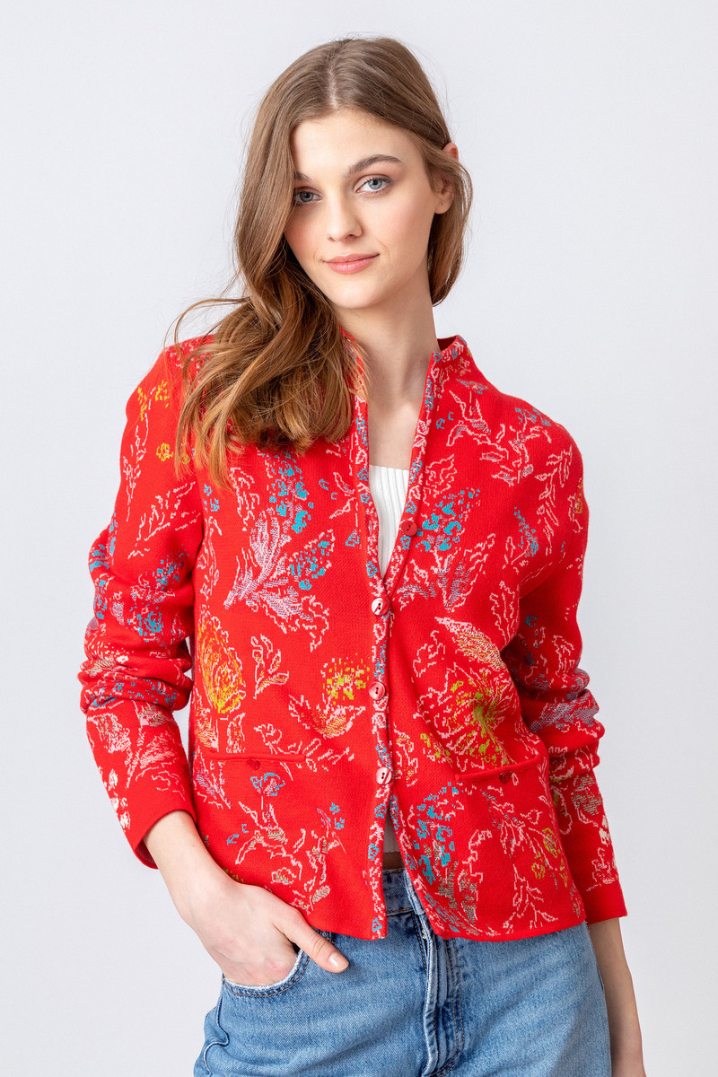 IVKO - Jacquard Jacket Flower Pattern Red