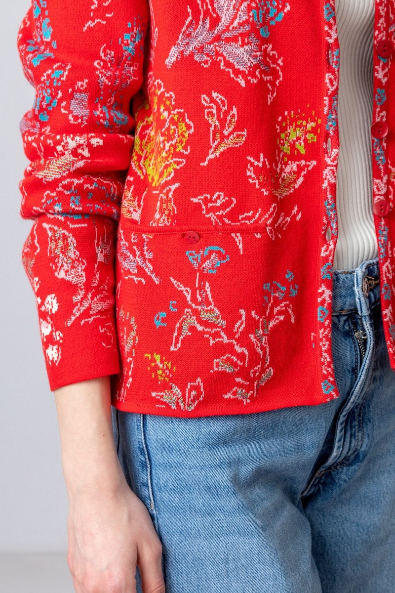 IVKO - Jacquard Jacket Flower Pattern Red