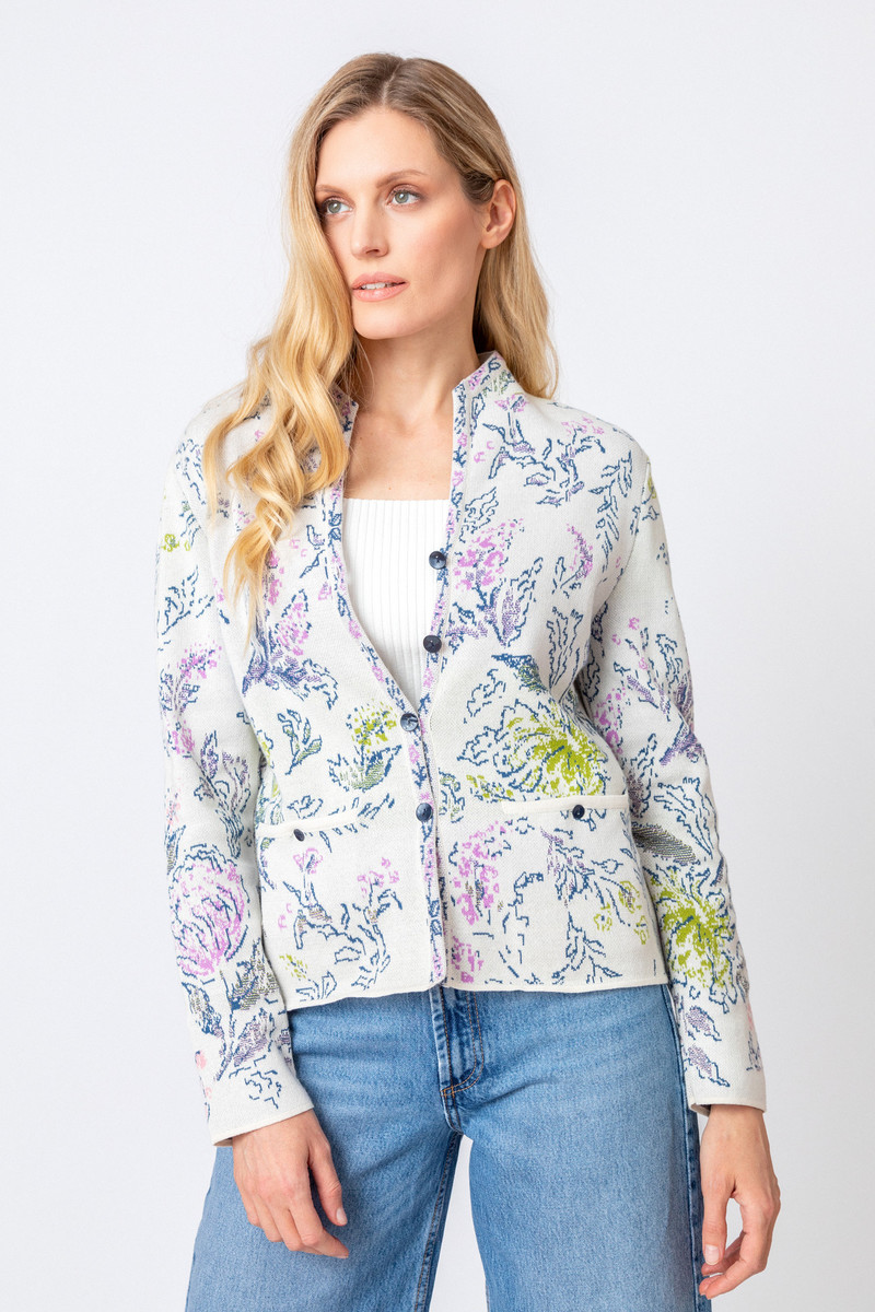 IVKO - Jacquard Jacket Flower Pattern Off-White
