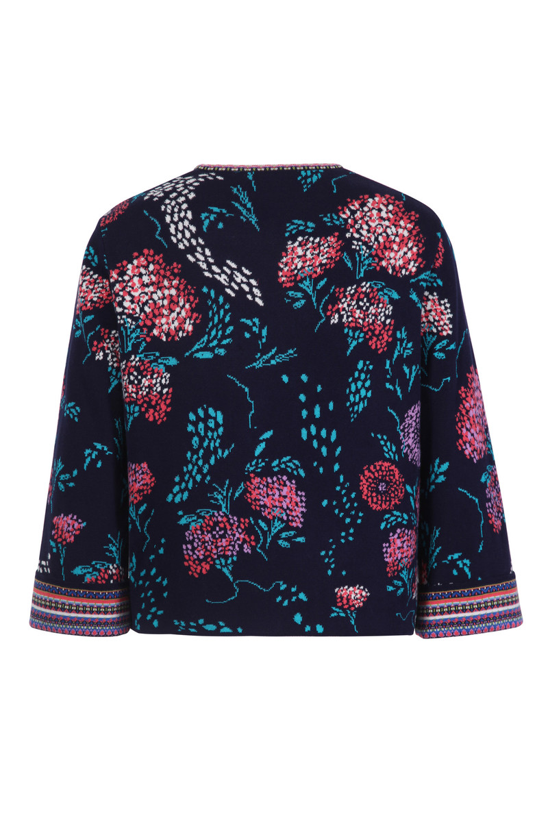 IVKO Outlet - Jacquard Jacket Flower Motif Marine