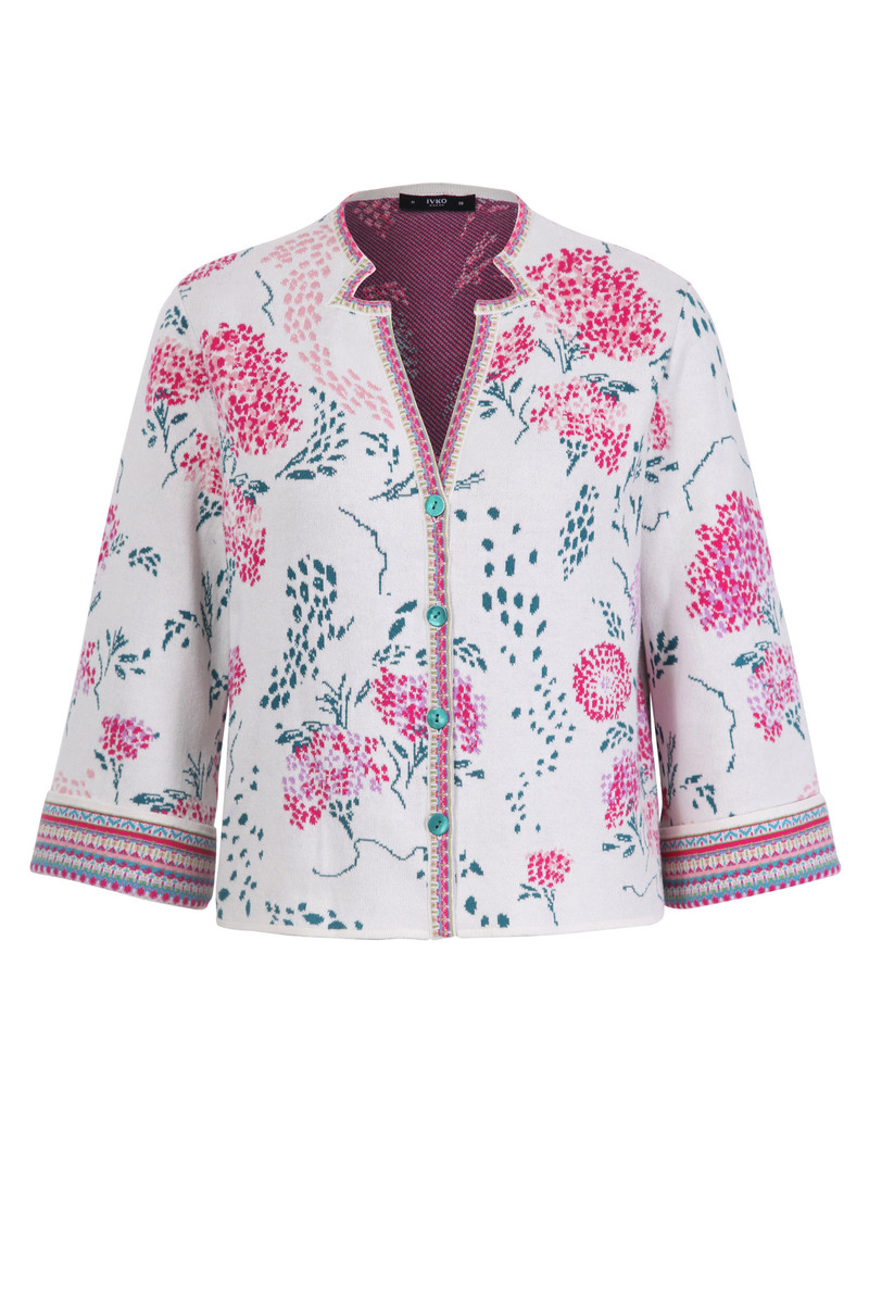 IVKO Outlet - Jacquard Jacket Flower Motif Off-White