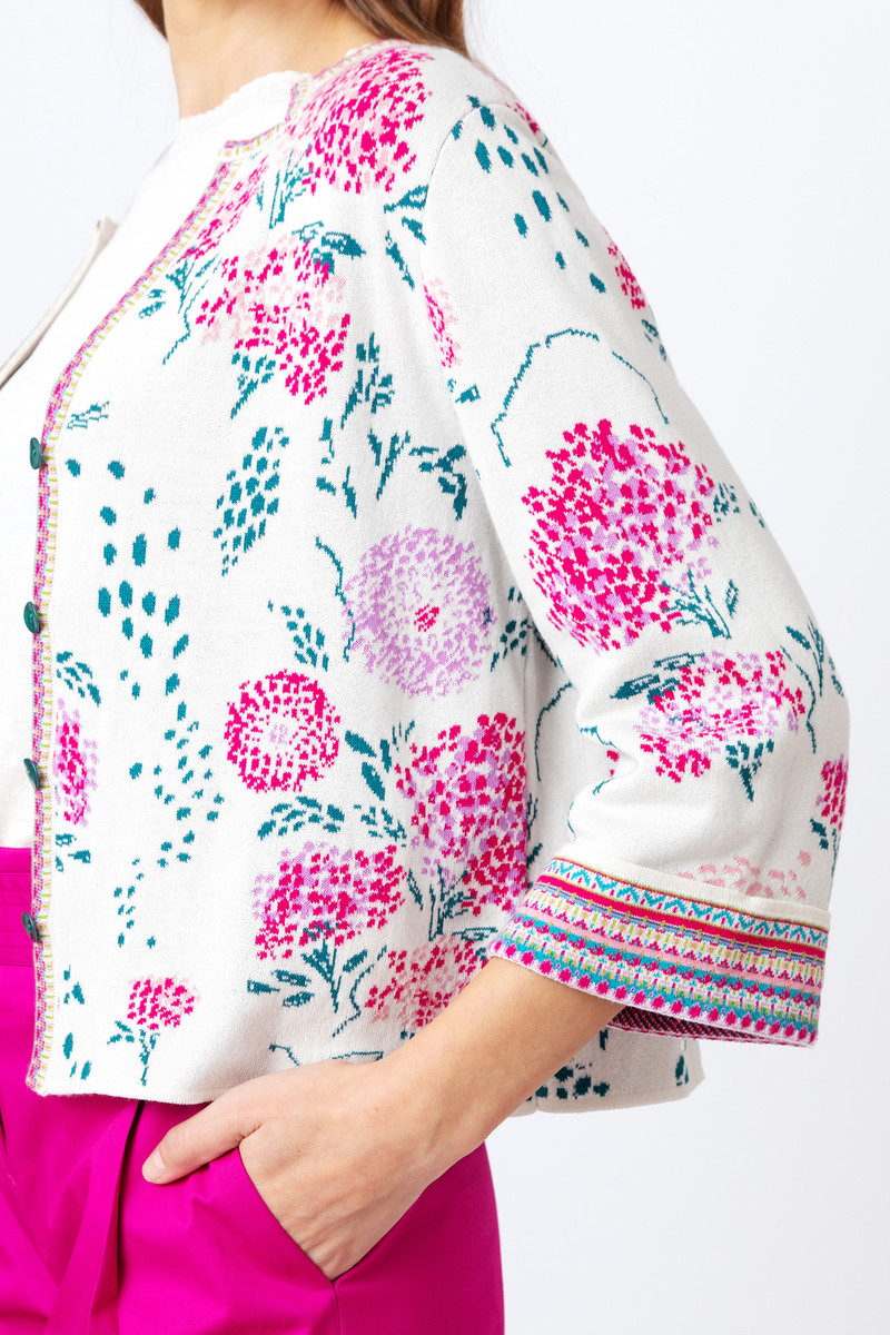 IVKO Outlet - Jacquard Jacket Flower Motif Off-White