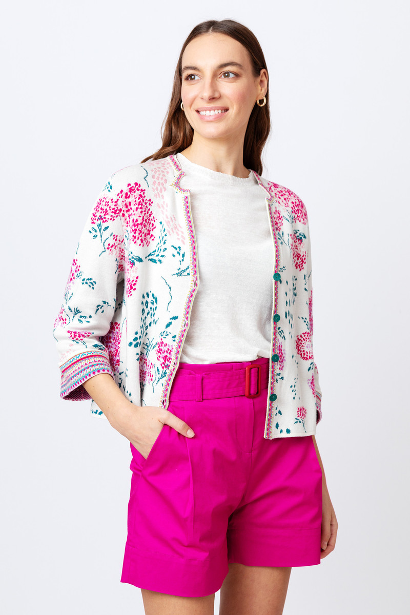 IVKO Outlet - Jacquard Jacket Flower Motif Off-White