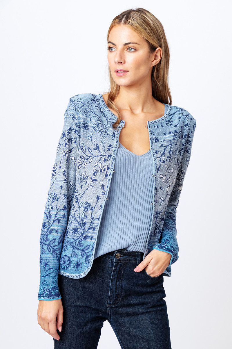 IVKO - Brocade Cardigan Herba Pattern Stone Blue