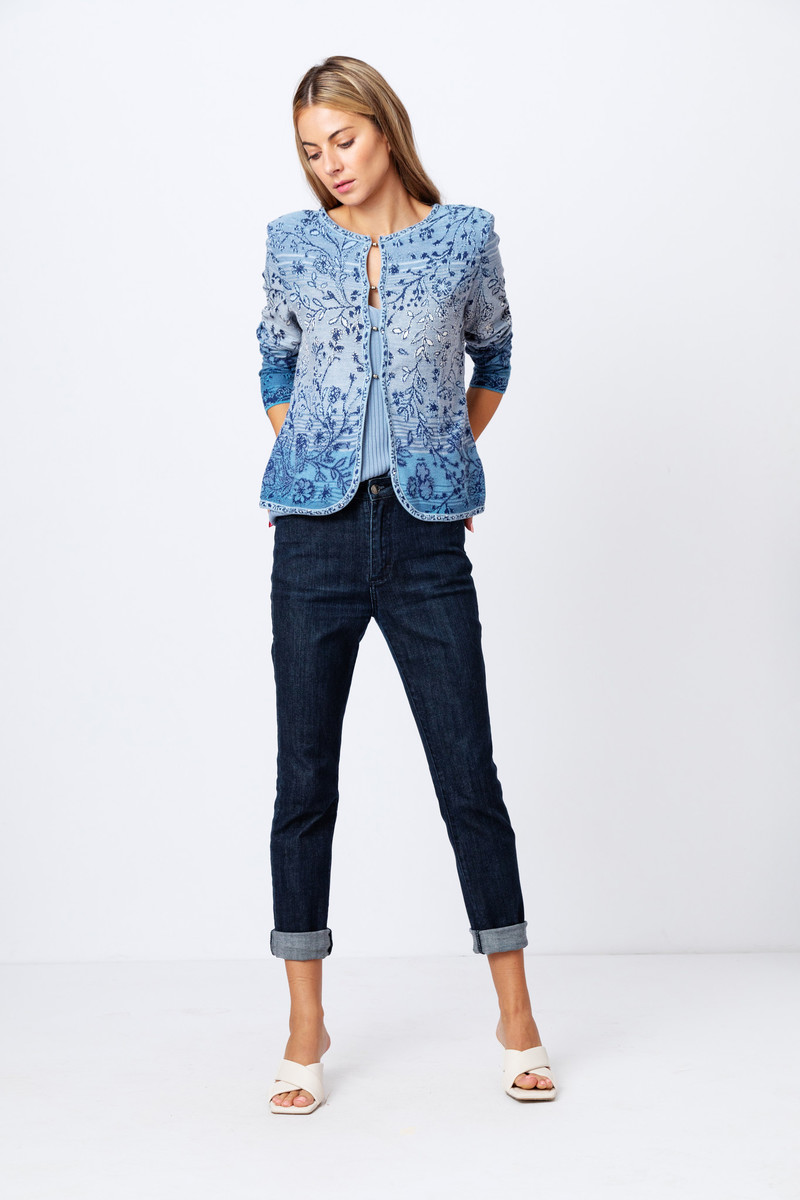 IVKO - Brocade Cardigan Herba Pattern Stone Blue