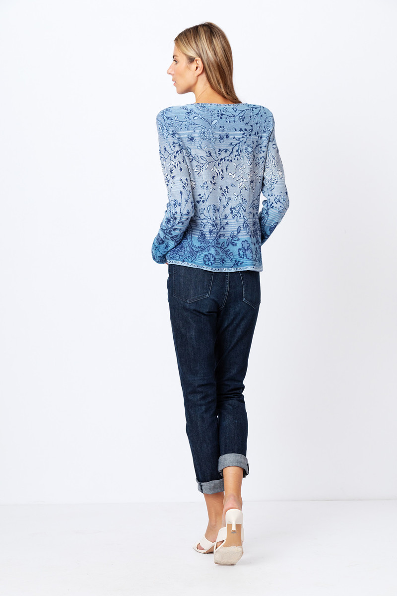 IVKO - Brocade Cardigan Herba Pattern Stone Blue