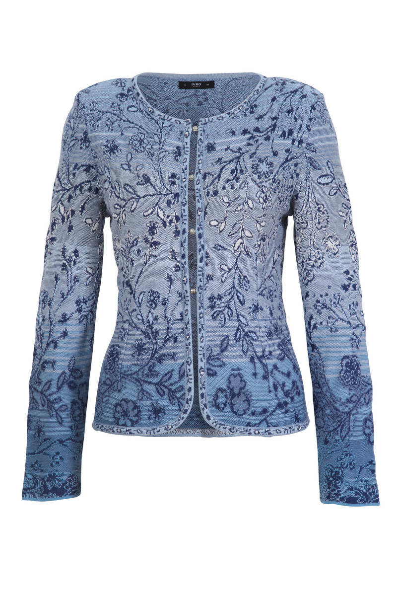 IVKO - Brocade Cardigan Herba Pattern Stone Blue