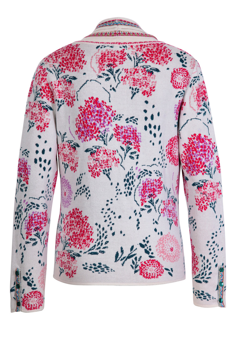 IVKO - V-Neck Jacket Flower Motif Off-White