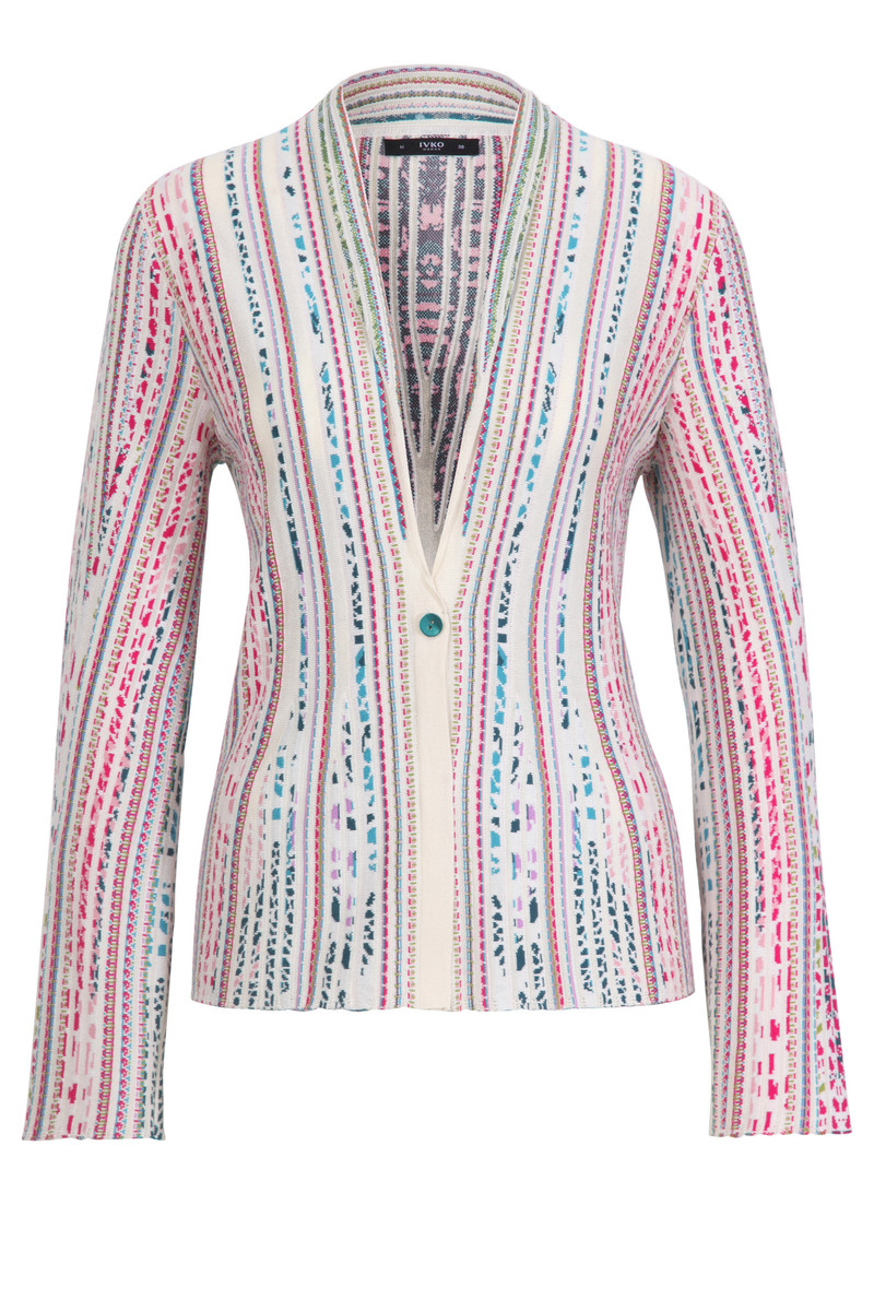 IVKO - V-Neck Jacket Dots Motif Off-White