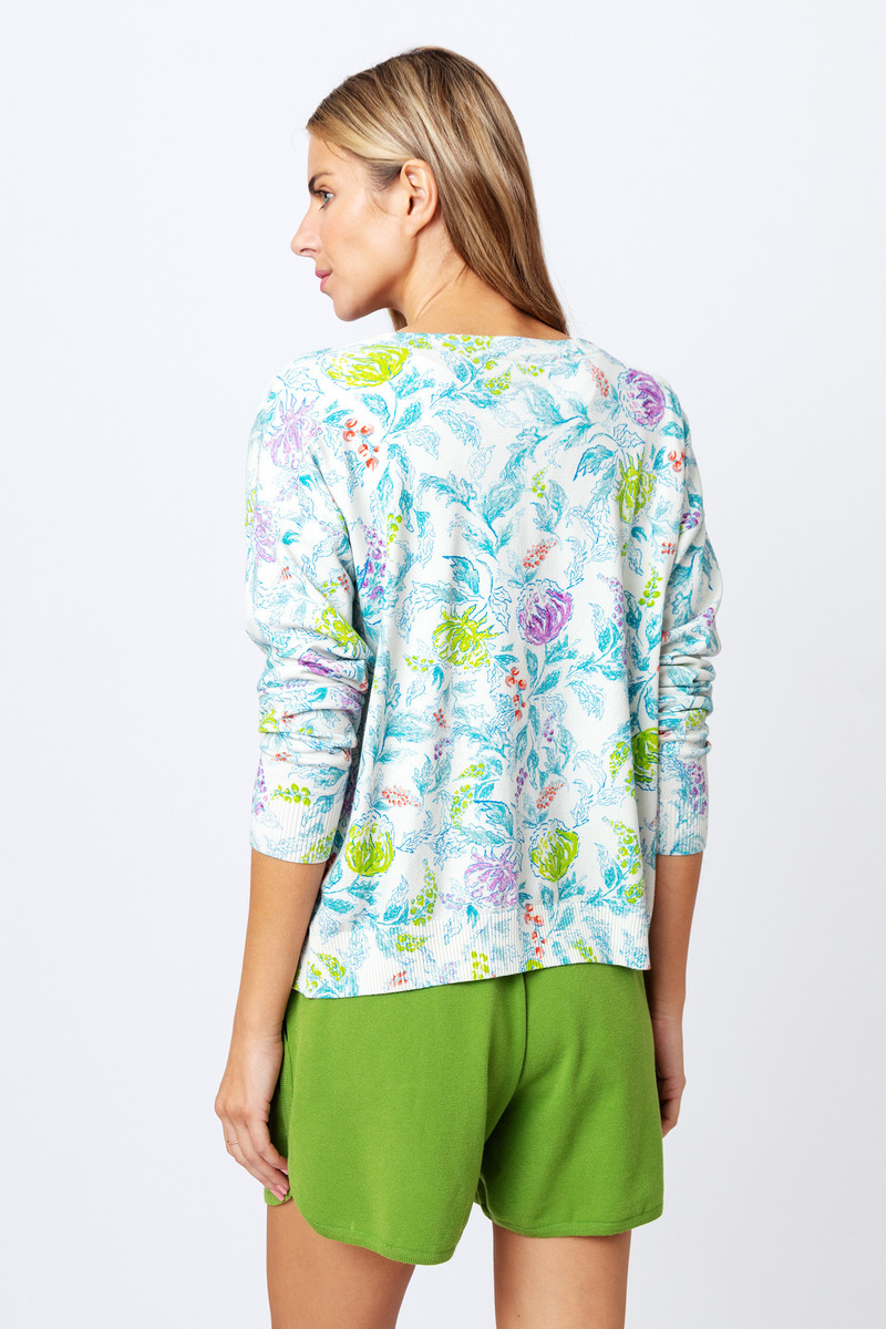 IVKO - Printed Cardigan Floral Motif Off-White