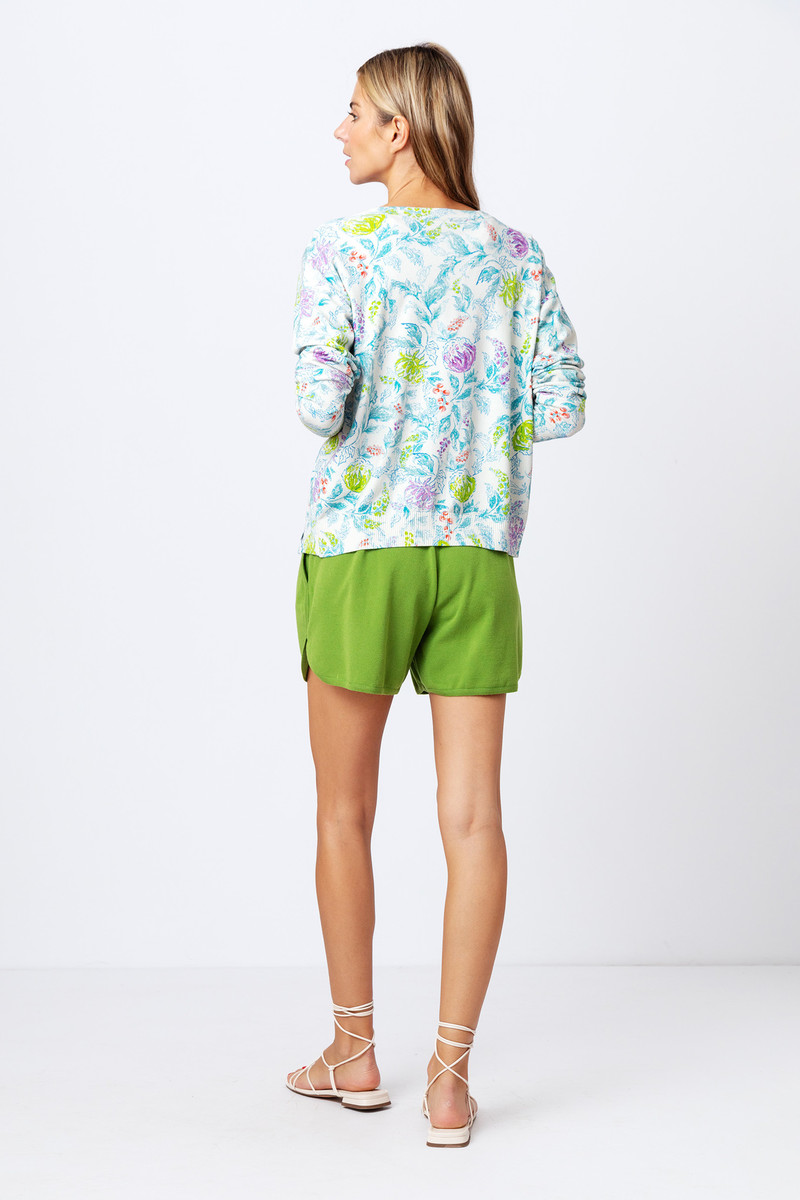 IVKO - Printed Cardigan Floral Motif Off-White