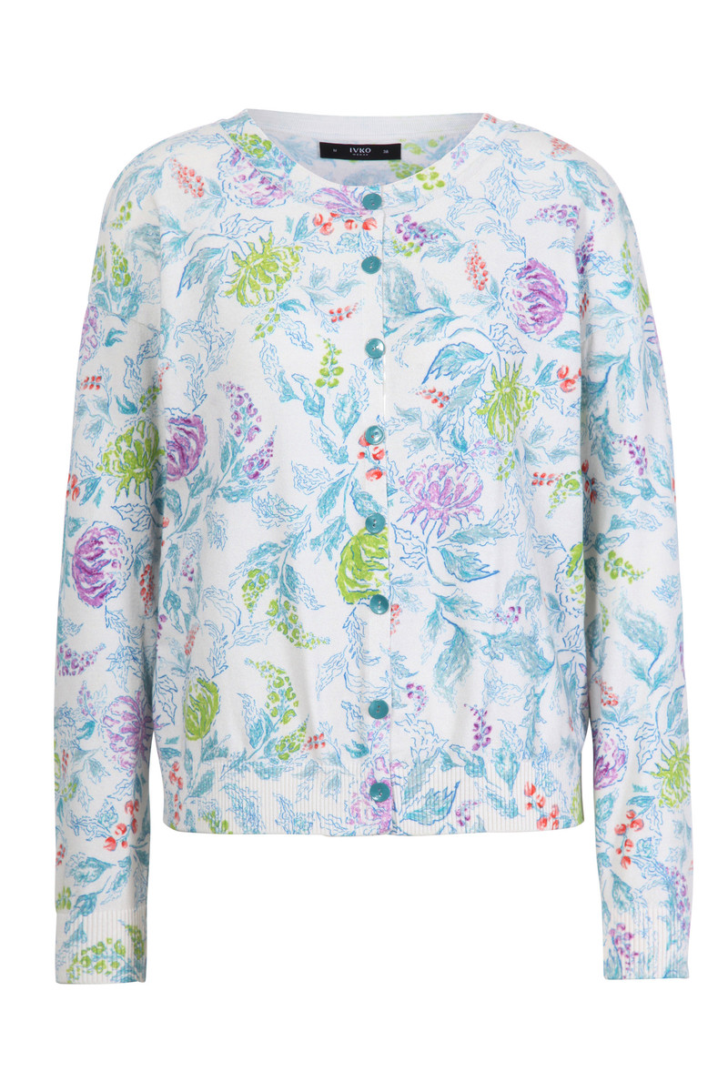 IVKO - Printed Cardigan Floral Motif Off-White