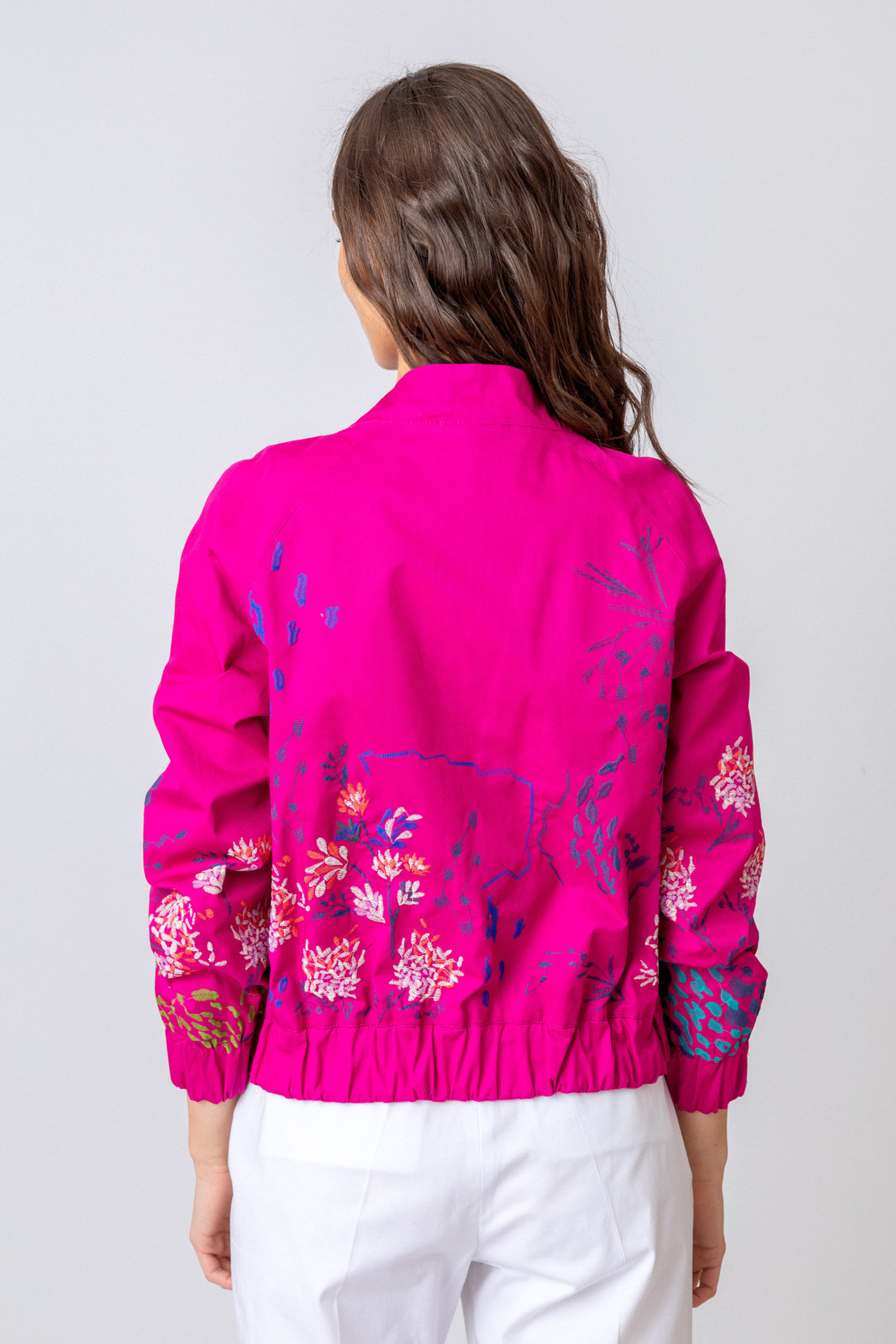 IVKO  Woman IVKO Outlet - Bomber Jacket with Floral Embroidery Magenta