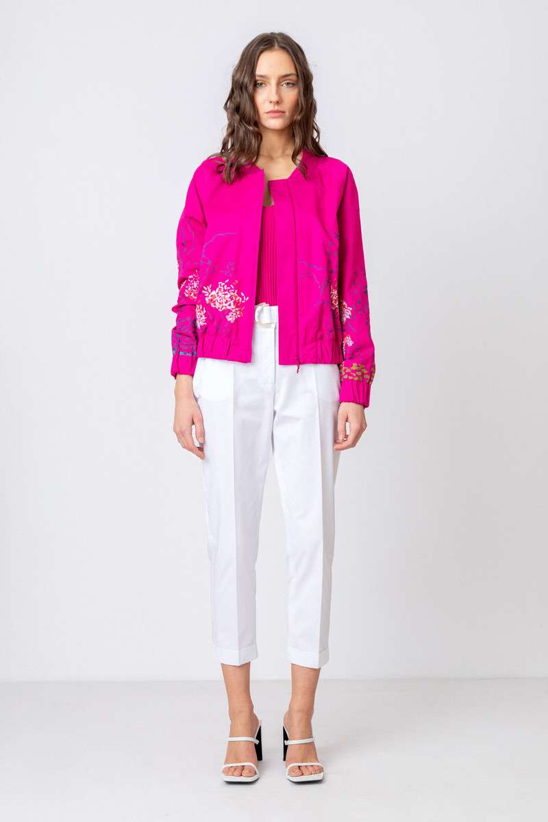 IVKO - Bomber Jacket with Floral Embroidery Magenta