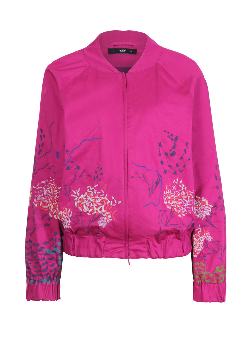 IVKO Outlet - Bomber Jacket with Floral Embroidery Magenta