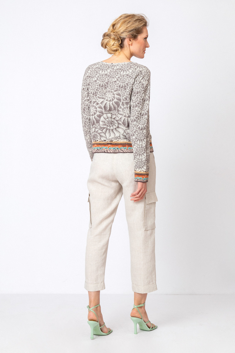 IVKO - Jacquard Cardigan Sea Shell Pattern Off-White