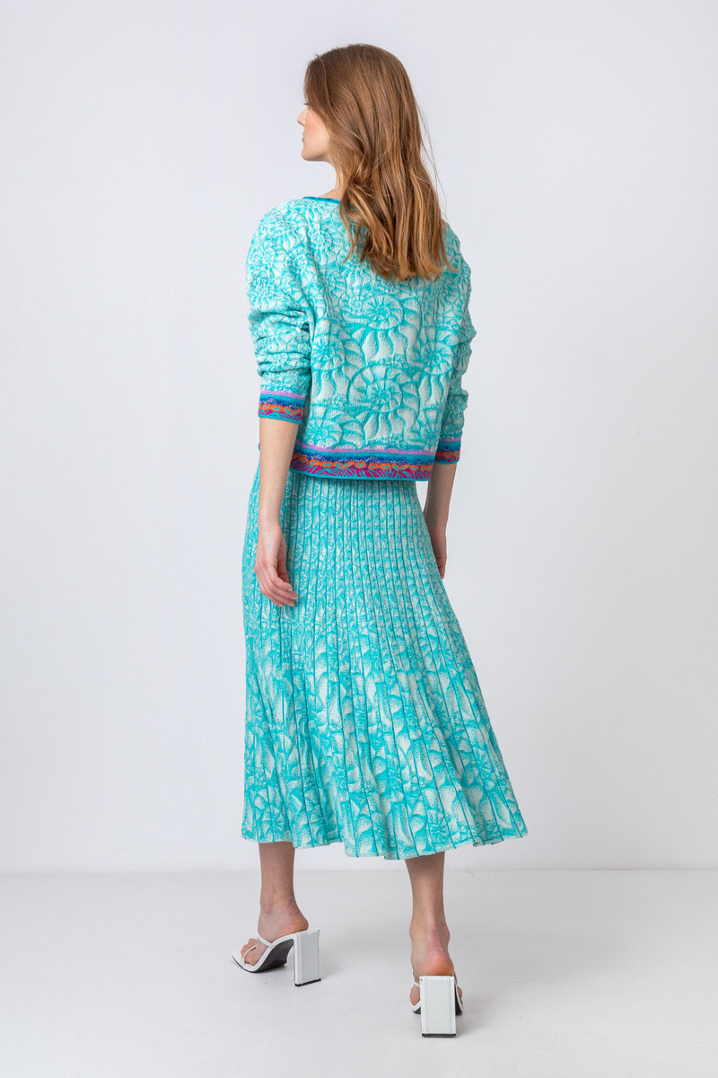 IVKO - Jacquard Cardigan Sea Shell Pattern Blue
