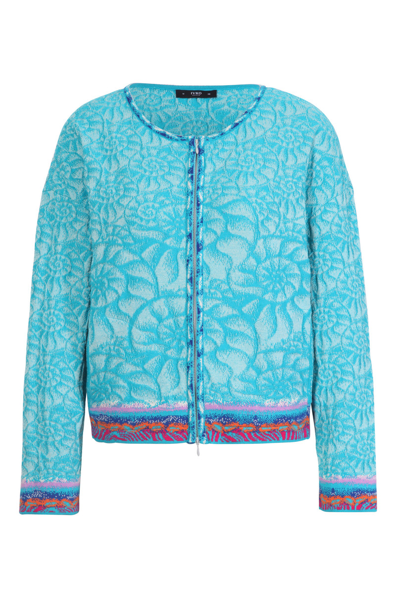 IVKO - Jacquard Cardigan Sea Shell Pattern Blue