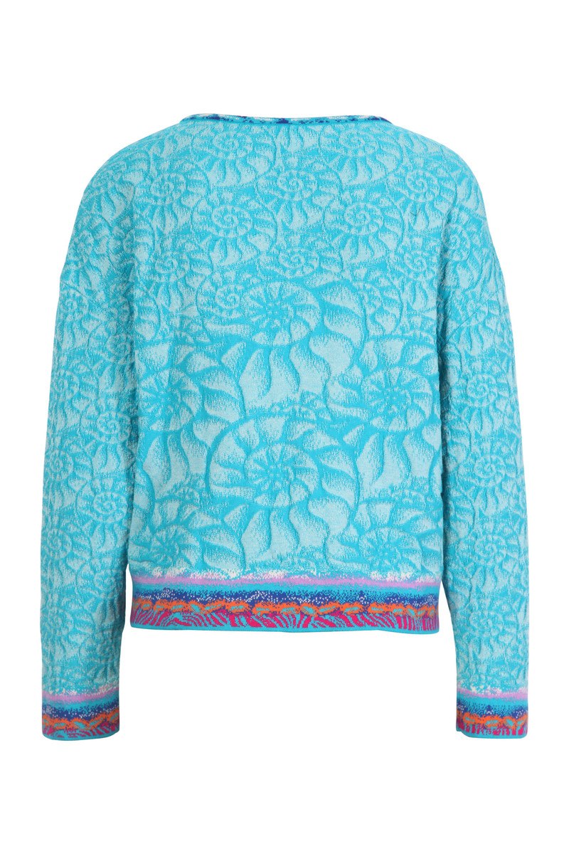 IVKO - Jacquard Cardigan Sea Shell Pattern Blue