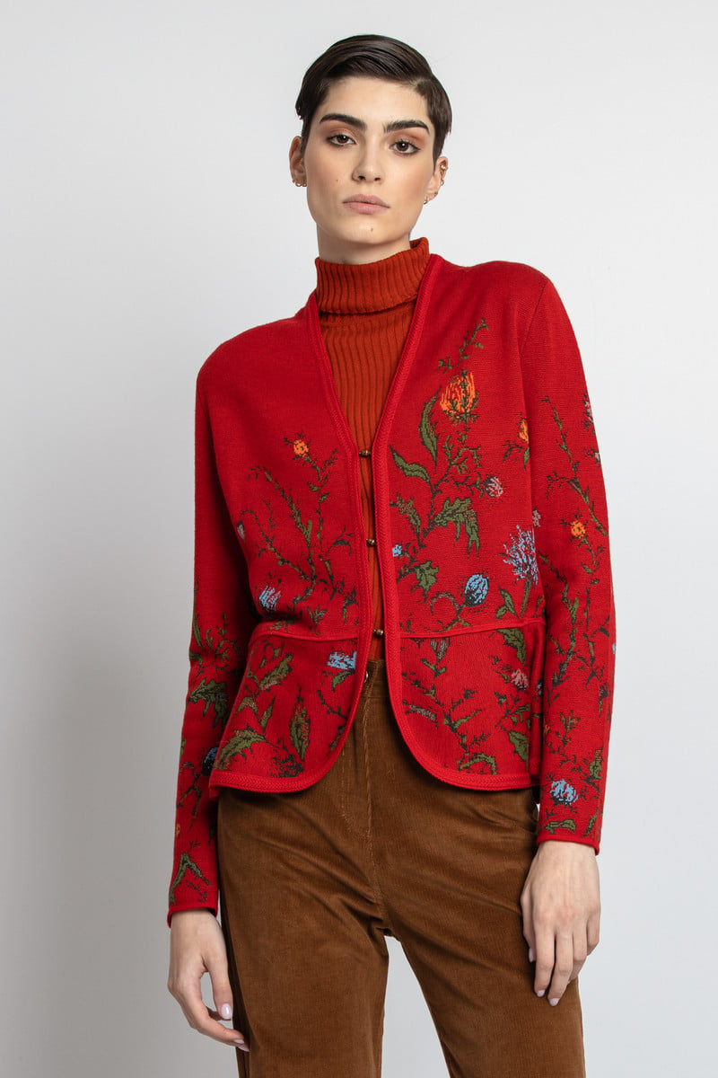 Cardigan, Floral Pattern - Cardigans - Ivko Woman