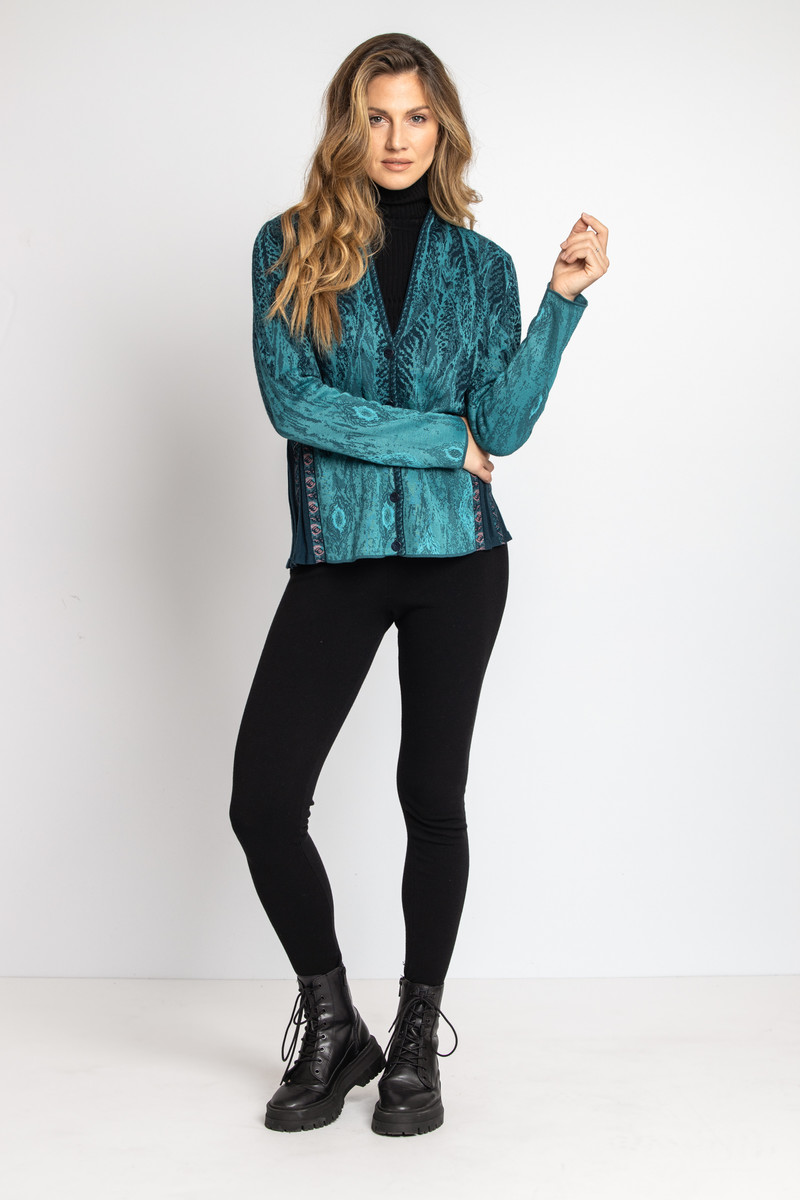IVKO - Jacquard Jacket Pheasant Motif Petrol