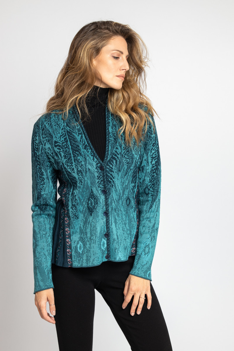 IVKO - Jacquard Jacket Pheasant Motif Petrol