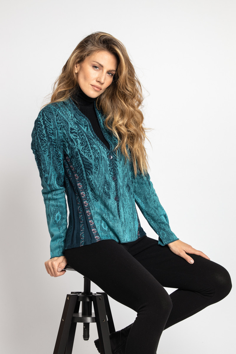 IVKO - Jacquard Jacket Pheasant Motif Petrol