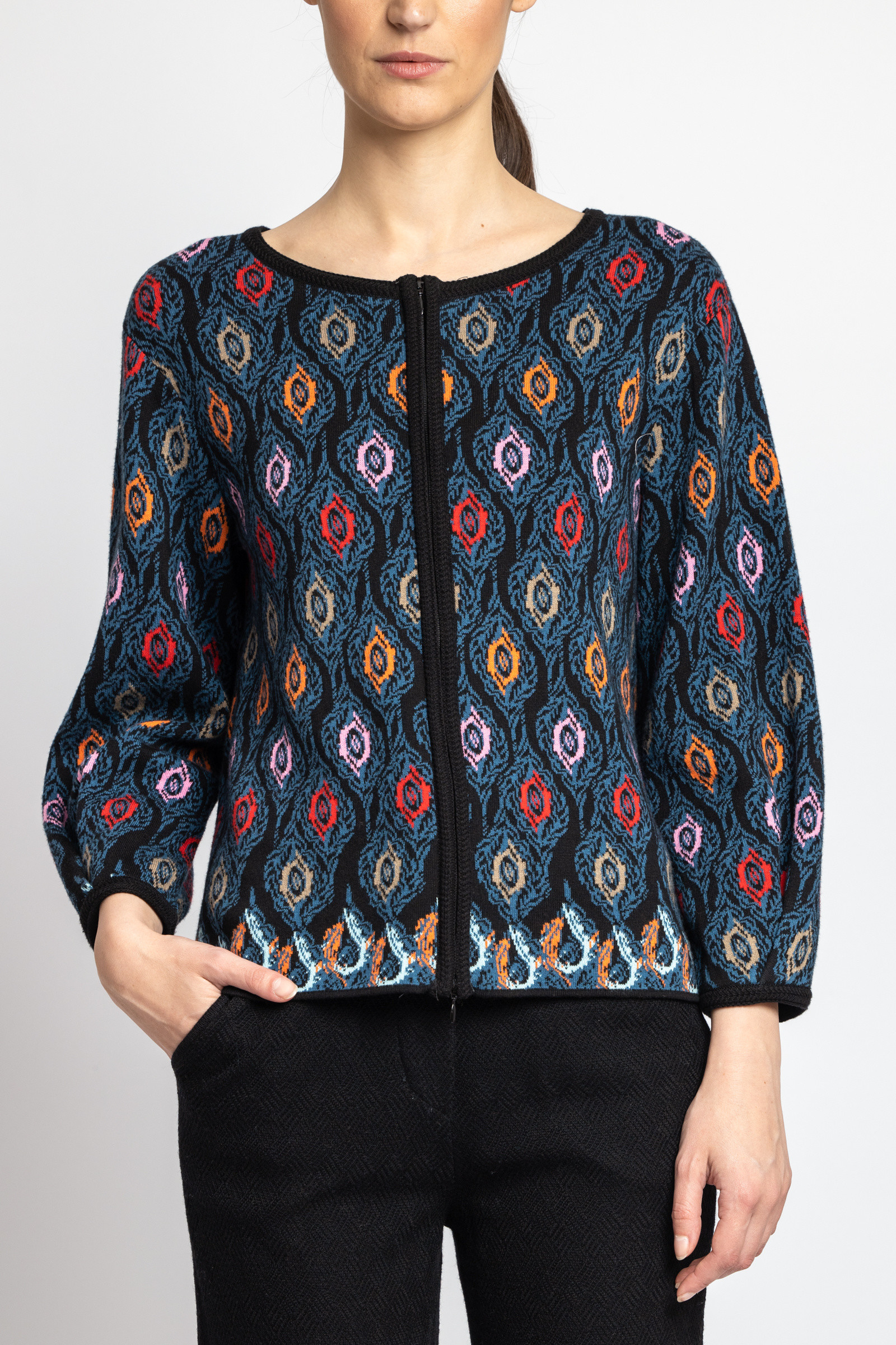 IVKO  Woman IVKO  - Jacquard Cardigan Ornament Pattern Blue-Gray