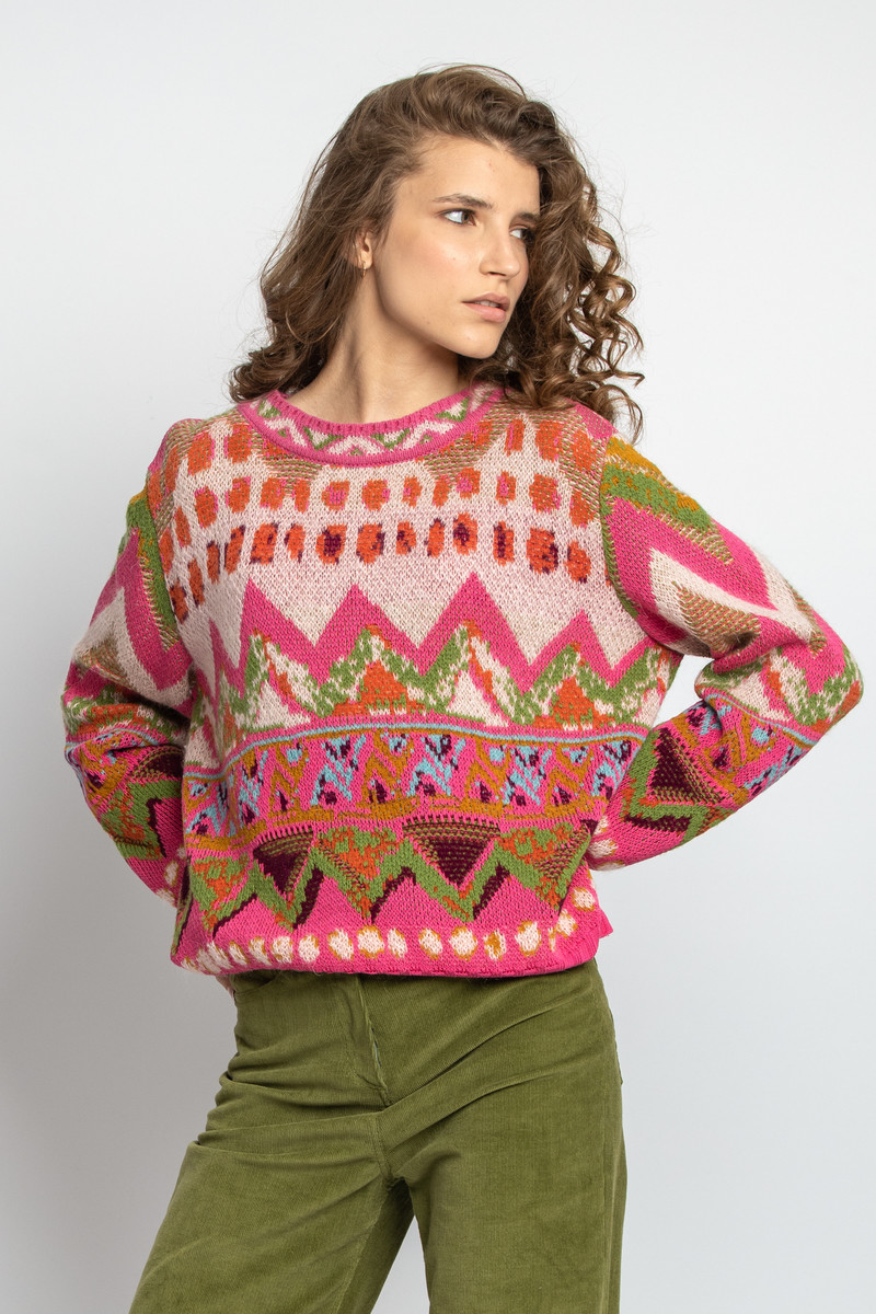 IVKO - Pullover Artistic Pattern Pastel Violet