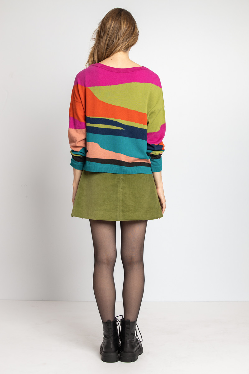 IVKO - Jacquard Pullover Color Blocking Pink