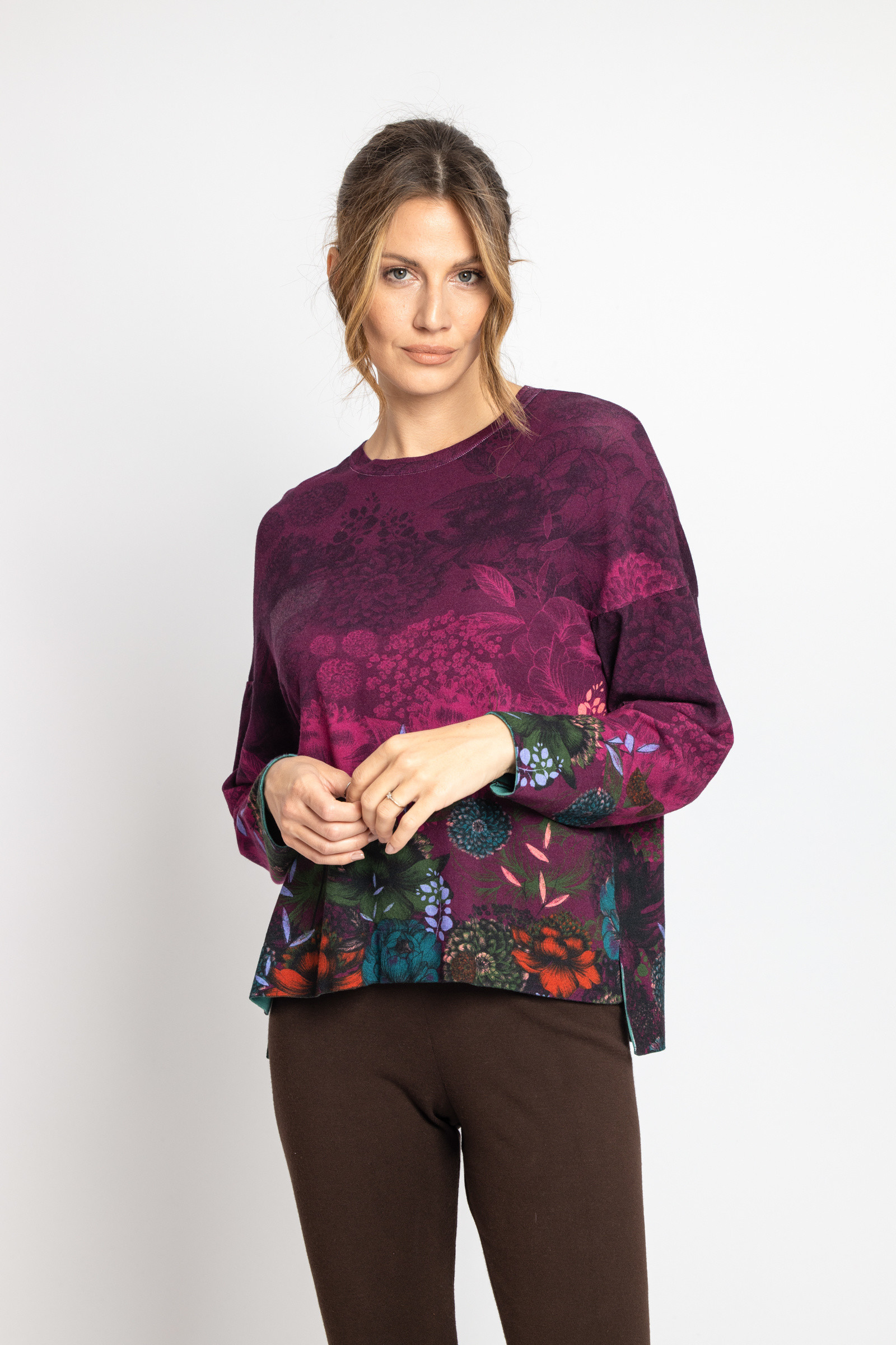 IVKO  Woman IVKO  - Jacquard Pullover Floral Pattern Magenta