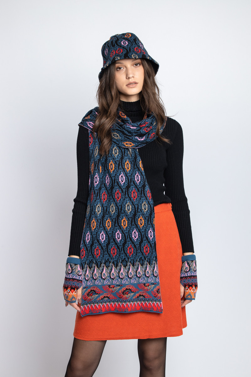 IVKO - Scarf Ornament Motif Blue-Gray