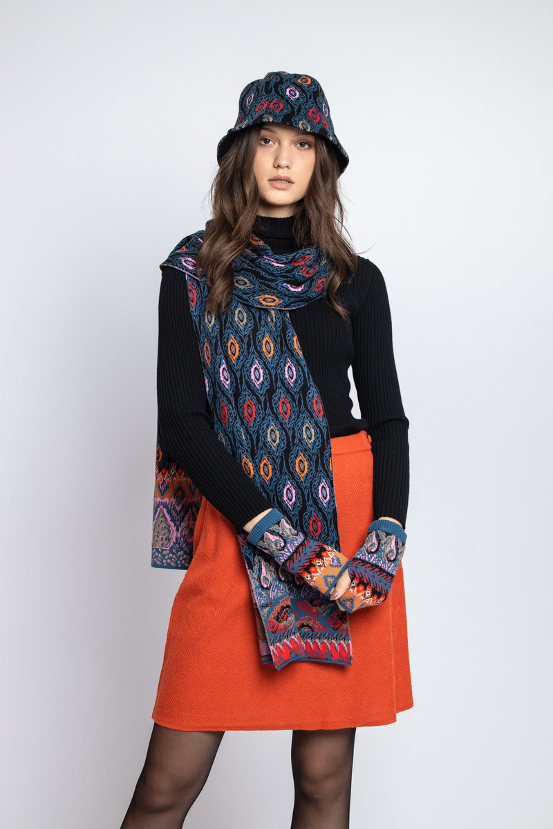 IVKO - Scarf Ornament Motif Blue-Gray