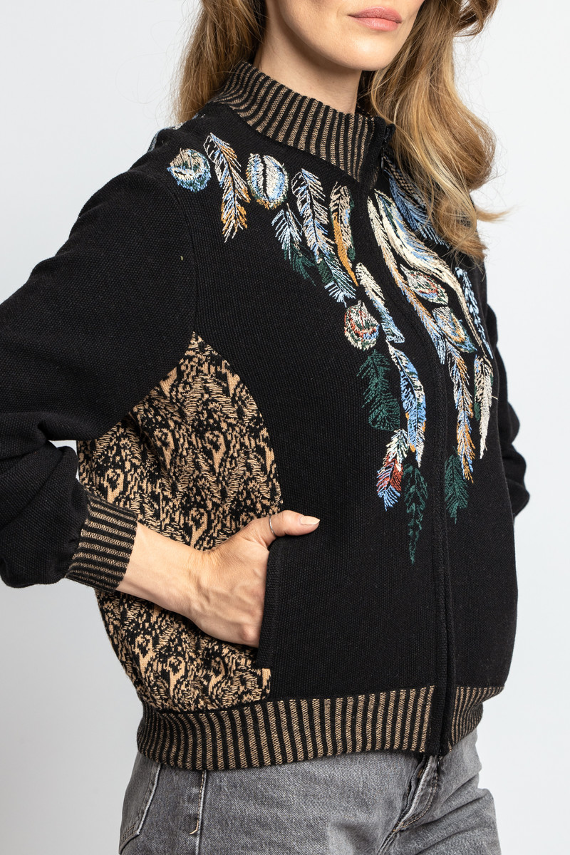 IVKO - Roll Neck Jacket with Embroidery Black