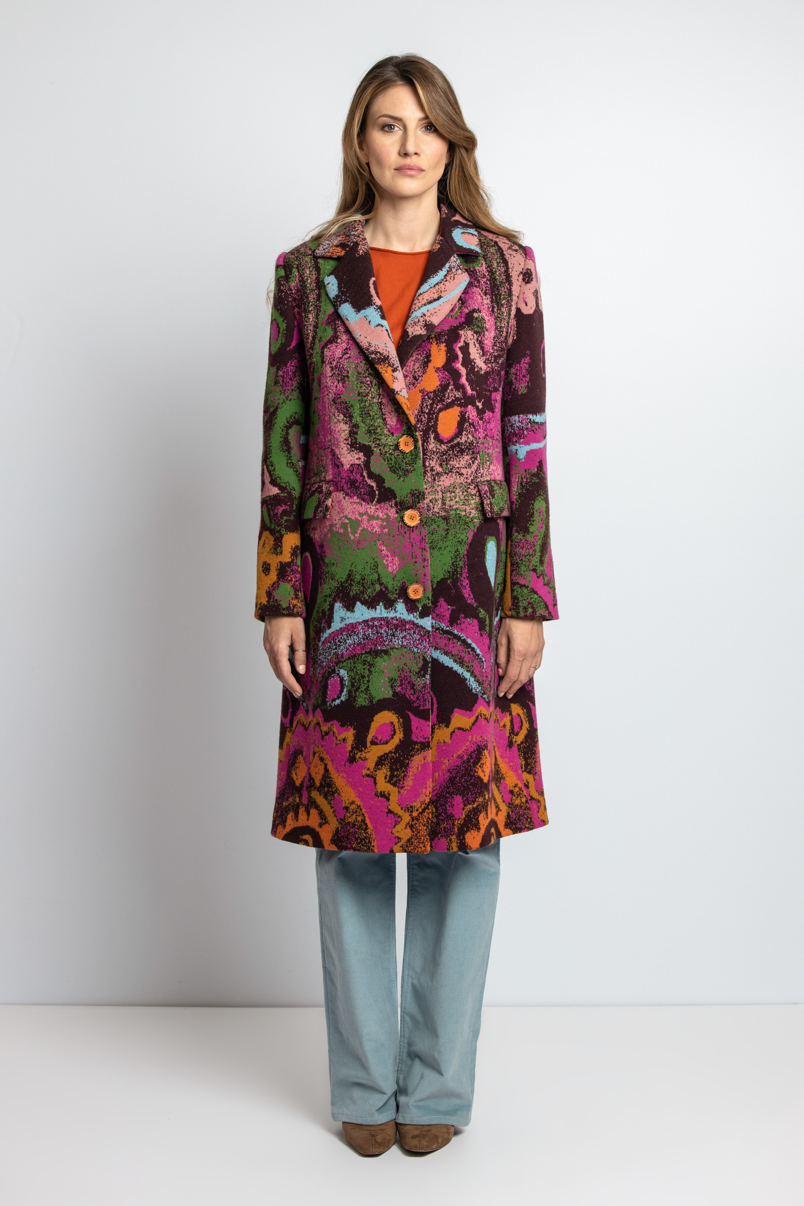 IVKO  Woman IVKO - Boiled Wool Coat Artistic Pattern Pastel Violet