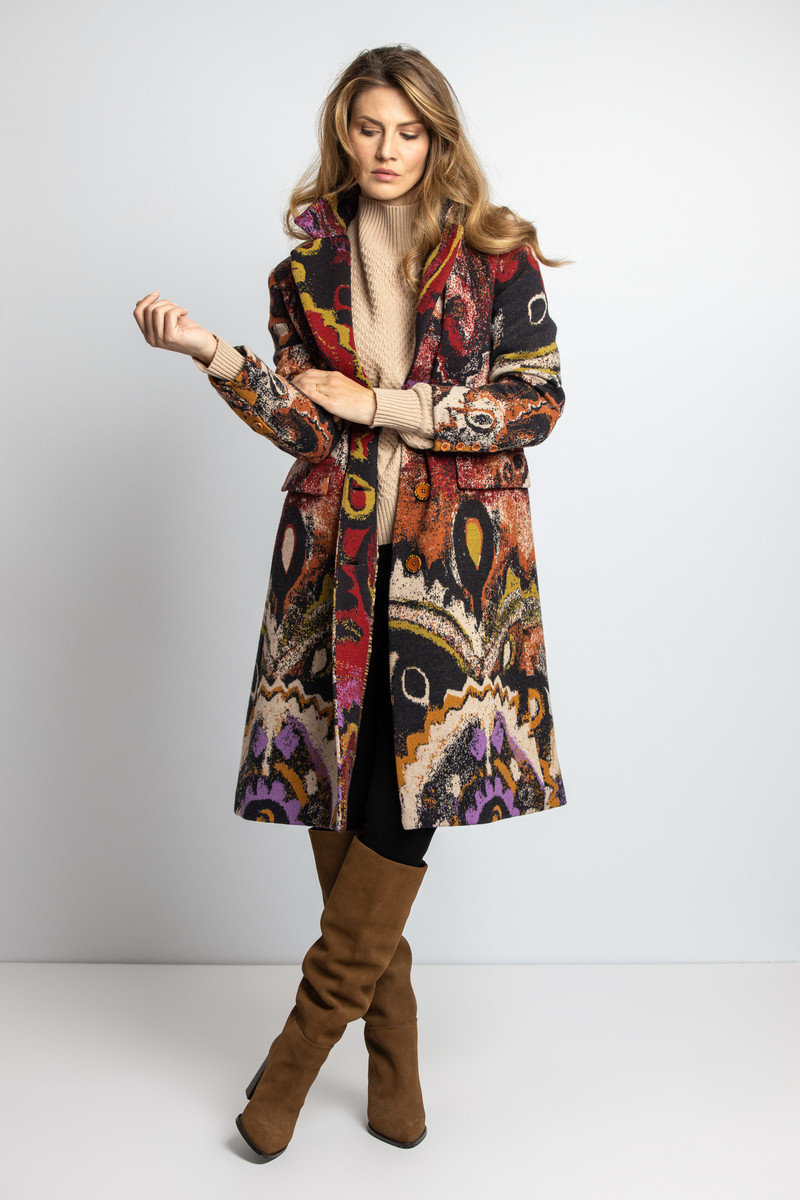 IVKO - Boiled Wool Coat Artistic Pattern Nougat