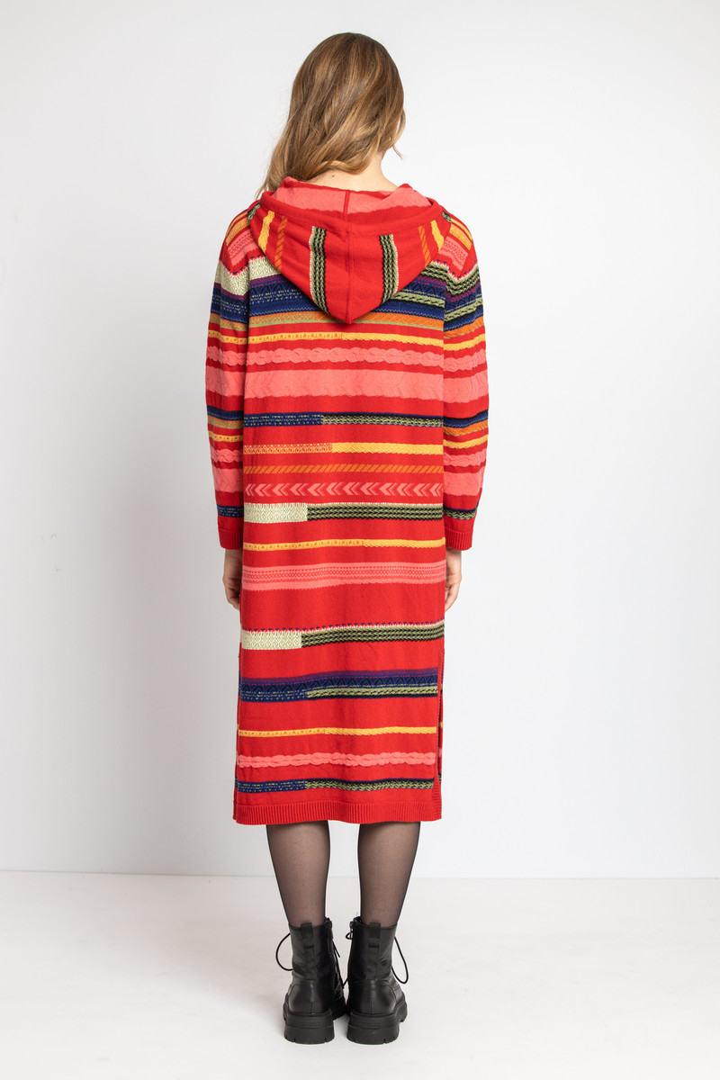 IVKO  - Striped Dress with Hoodie Red