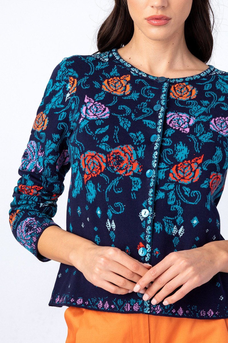 IVKO - LIMITED EDITION Floral Cardigan Marine