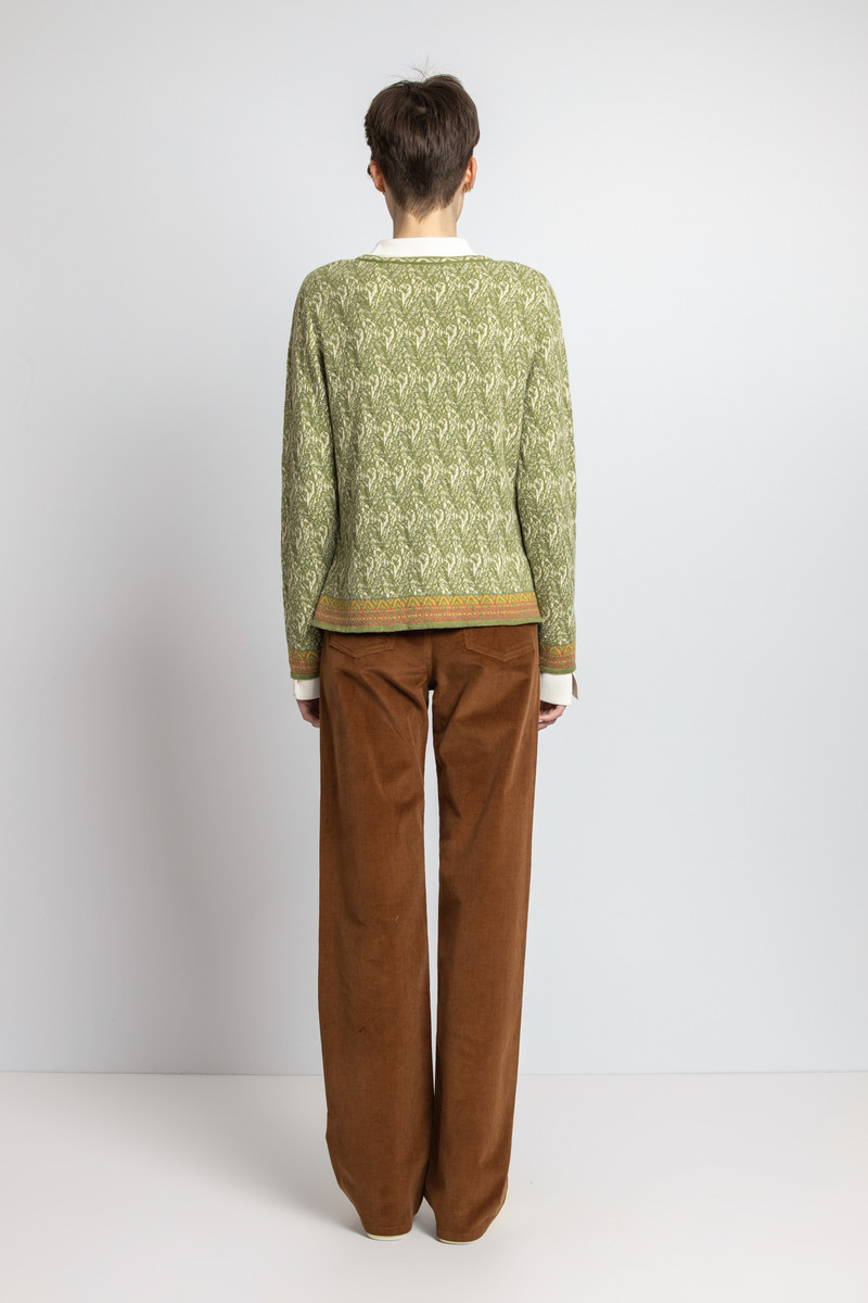 IVKO - Jacquard Cardigan Ornament Pattern Green
