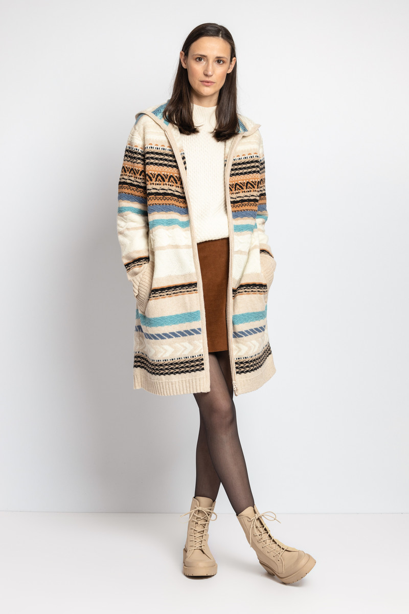 IVKO - Striped Jacket with Hoodie Almond