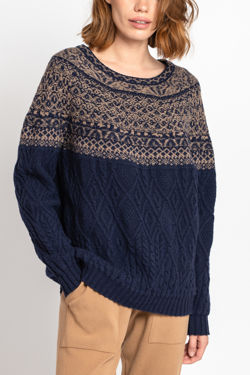 IVKO - O-Neck Pullover Artistic Pattern Marine