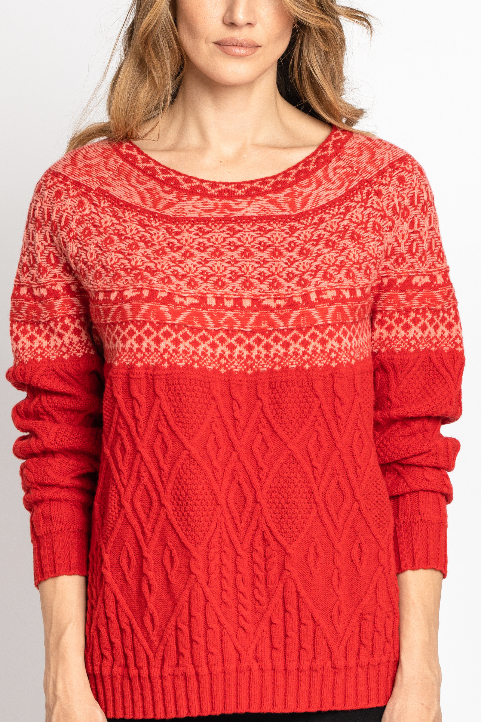 IVKO  Woman IVKO - O-Neck Pullover Artistic Pattern Red