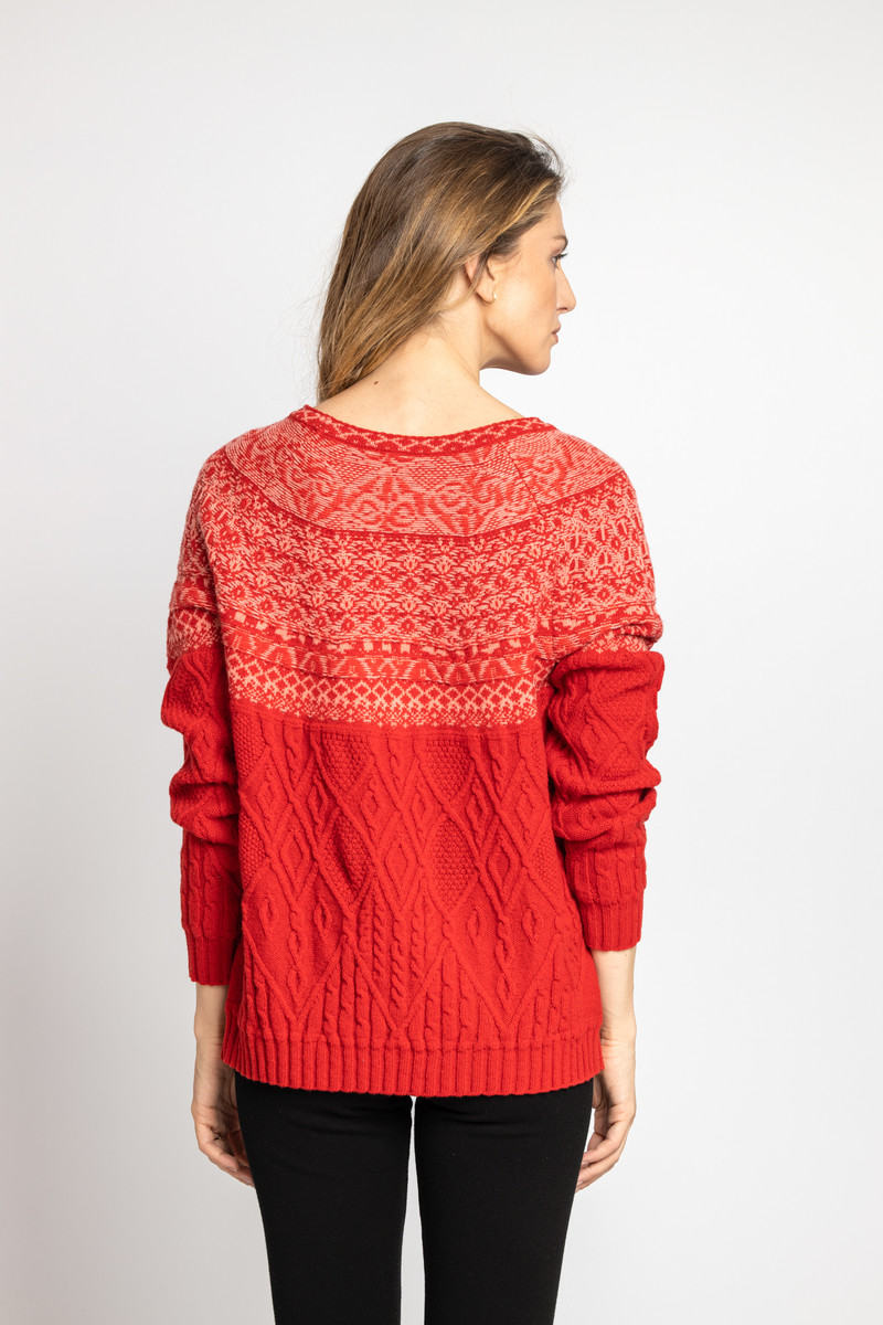 IVKO - O-Neck Pullover Artistic Pattern Red