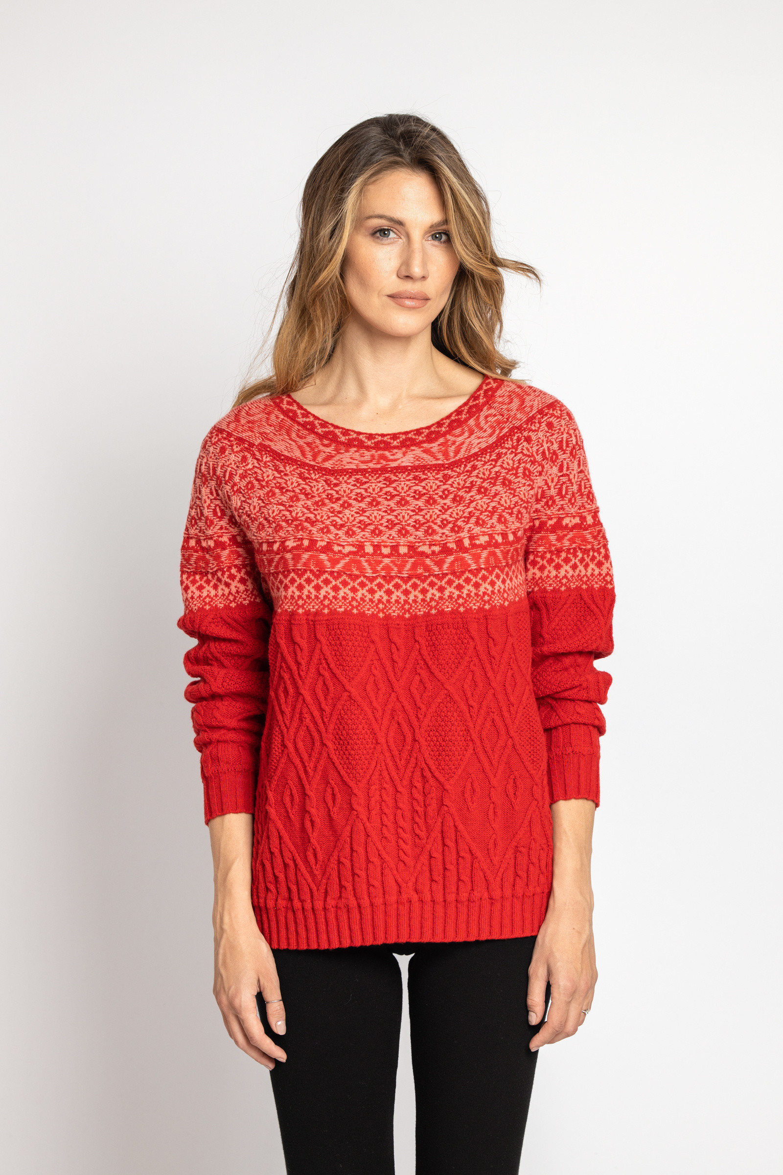 IVKO  Woman IVKO - O-Neck Pullover Artistic Pattern Red