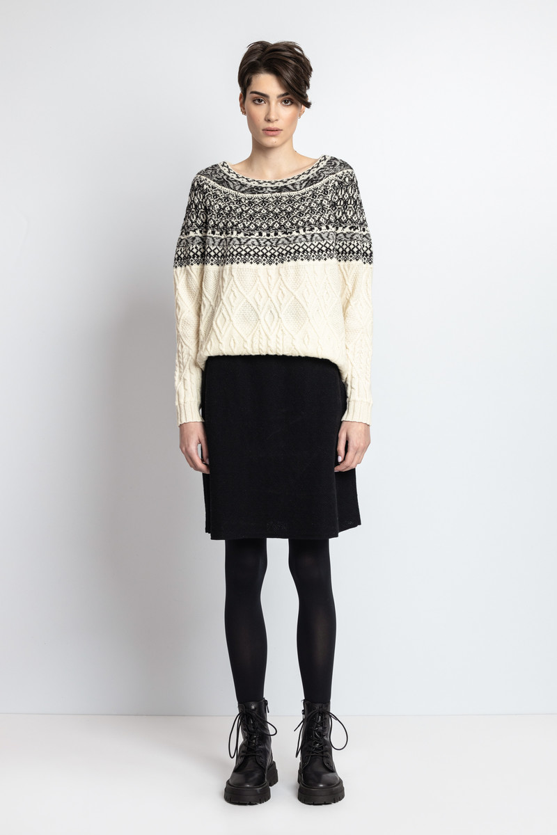 IVKO - O-Neck Pullover Artistic Pattern Off-White